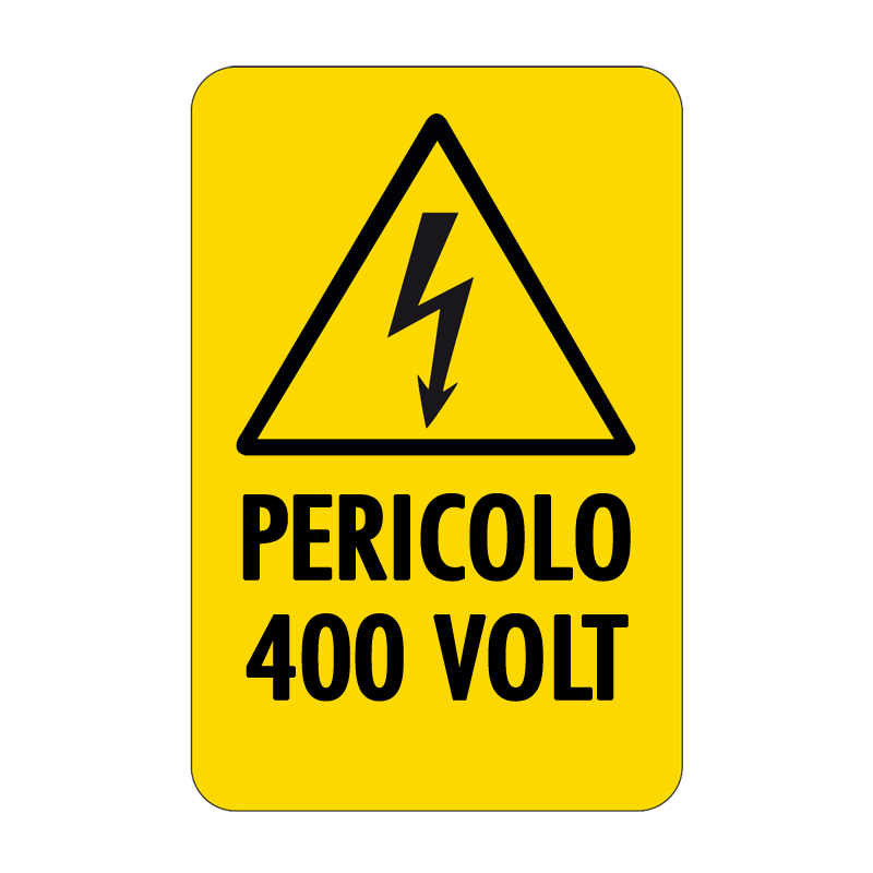PERICOLO 400 VOLT CARTELLO ALLUMINIO 330X500 PERICOLO