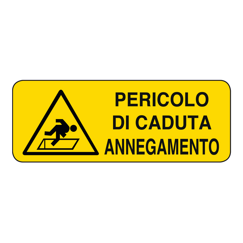 PERICOLO DI CADUTA ANNEGAMENTO ADESIVO 330X125 PERICOLO