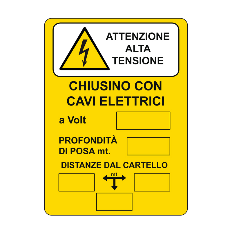 ATTENZIONE ALTA TENSIONE CHIUSINO CON CAVI ELETTRICI CART.ALL. 330X500 PERICOL