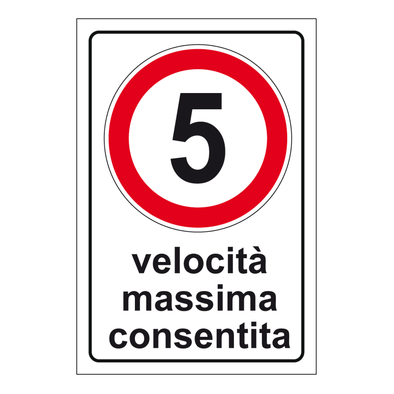 VELOCIT&Agrave; MASSIMA CONSENTITA &ldquo;5&rdquo; CARTELLO SCATOLATO 400X600 PROP. PRIVATA