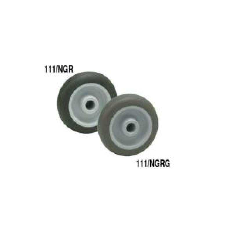 DIAMETRO 100X25 MOZZO FORO LISCIO D.12 RUOTA GOMMA GRIGIA NUCLEO POLIPROPILENE