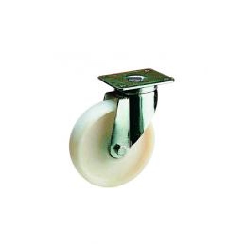 SUPPORTO GIREVOLE RUOTA  DIAMETRO 250 IN NYLON BIANCO SU CUSCINETTI A SFERA