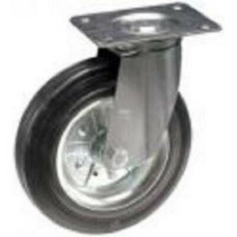 SUPPORTO GIREVOLE SERIE LEGGERA RUOTA D. 80 GOMMA NERA SU RULLI