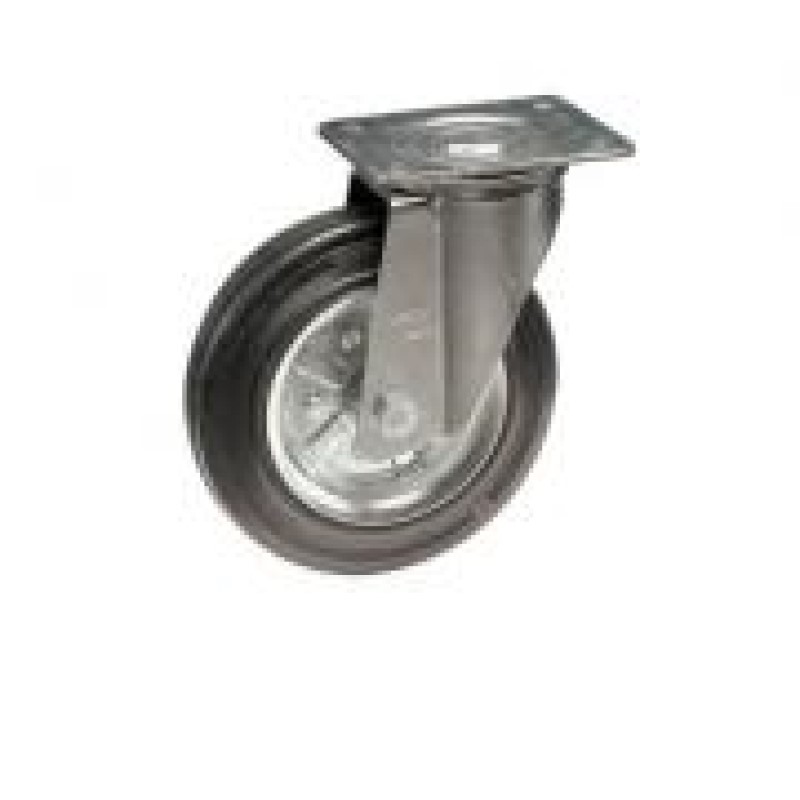 RUOTA GOMMA NERA SU RULLI DIAMETRO 180 SUPPORTO GIREVOLE SERIE MEDIA