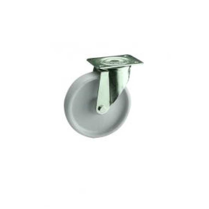 SUPPORTO GIREVOLE RUOTA  DIAMETRO  80 IN NYLON BIANCO SU BOCCOLA