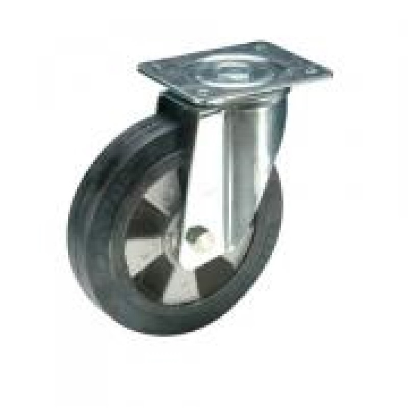 RUOTA ALLUMINIO GOMMA D.200 CUSCINETTI SUPPORTO GIREVOLE SERIE MEDIA