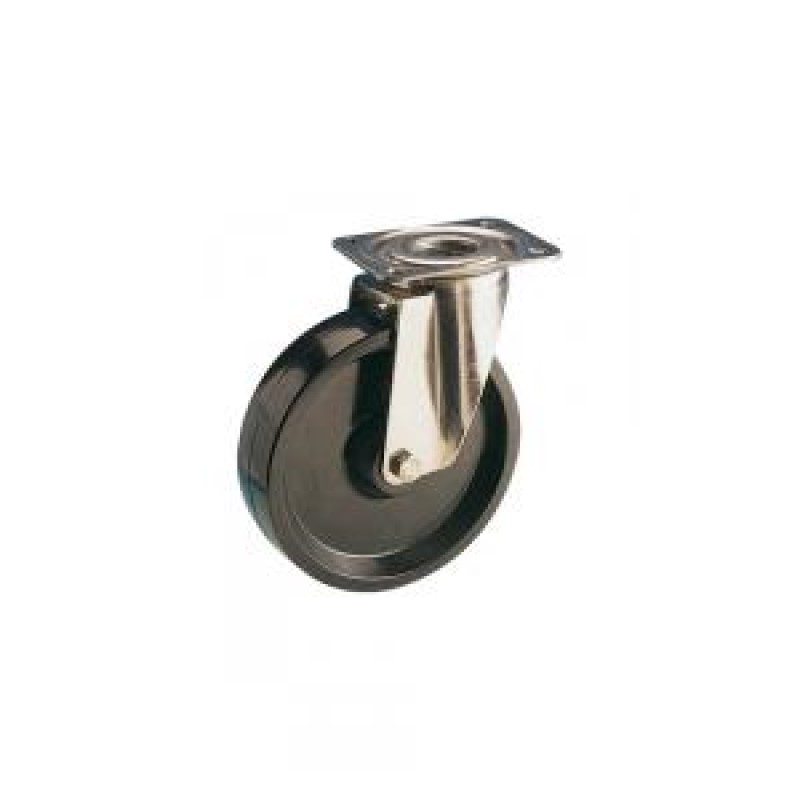 RUOTA RESINA FENOLICA DIAMETRO 200 SUPPORTO GIREVOLE IN ACCIAIO INOX