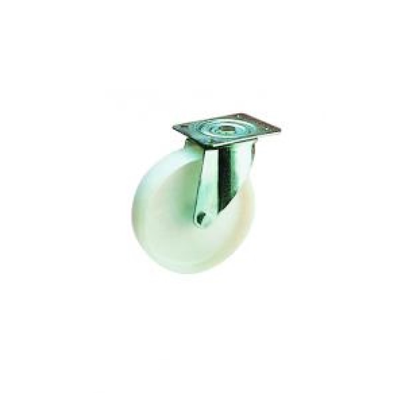 SUPPORTO GIREVOLE SERIE MEDIA RUOTA D.200 NYLON BIANCO