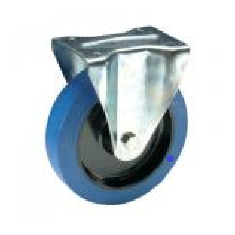 RUOTA NYLON GOMMA BLU D.160 SU RULLI SUPPORTO A PIASTRA FISSA SERIE MEDIA