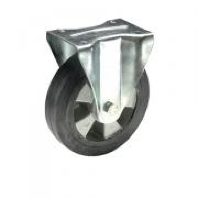 RUOTA ALLUMINIO GOMMA D.125 CUSCINETTI SUPPORTO FISSO SERIE MEDIA