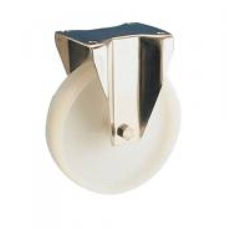 SUPPORTO FISSO INOX RUOTA NYLON BIANCO DIAMETRO 80