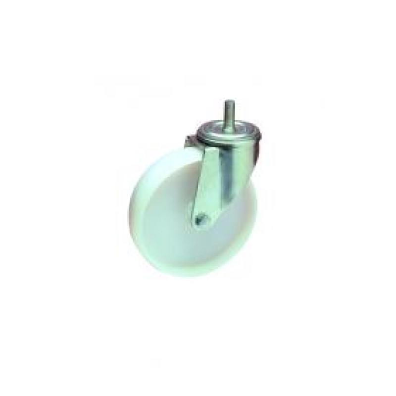 RUOTA NYLON BIANCO DIAMETRO 65 SUPPORTO GIREVOLE PERNO FILETTATO M10