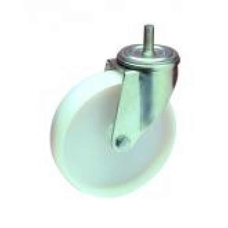 RUOTA NYLON BIANCO DIAMETRO 200 SUPPORTO GIREVOLE PERNO FILETTATO M16