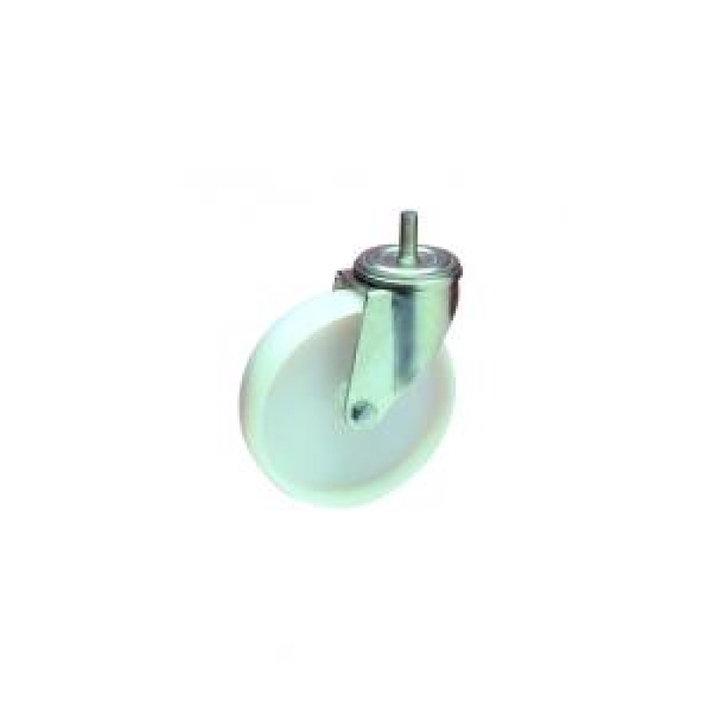 RUOTA NYLON BIANCO DIAMETRO 65 SUPPORTO GIREVOLE PERNO FILETTATO M 8