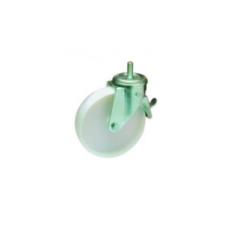RUOTA NYLON BIANCO DIAMETRO 150 SUPPORTO PERNO FILETTATO M 8 E FRENO