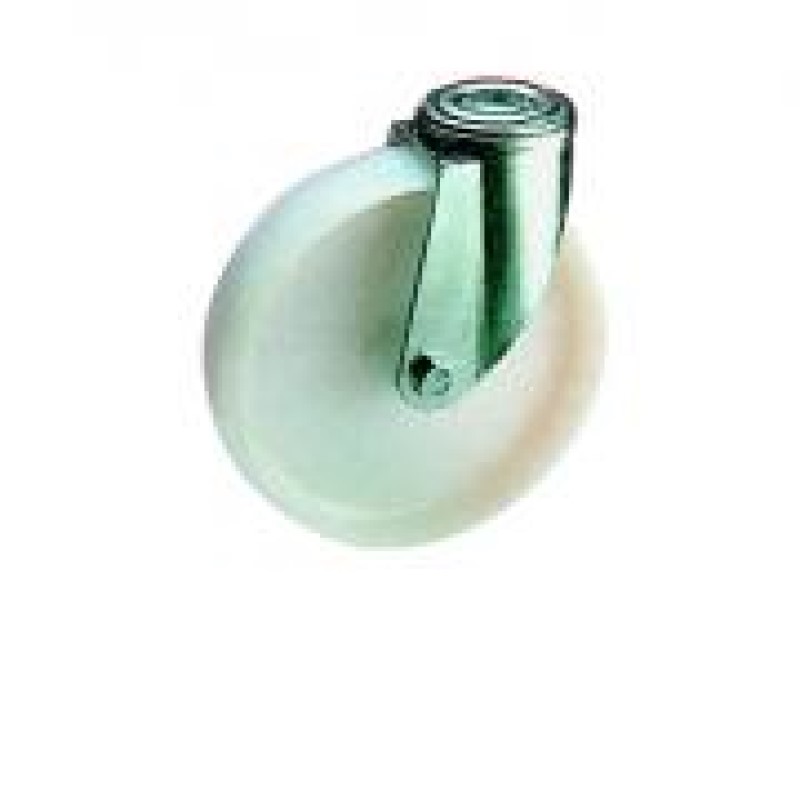RUOTA NYLON BIANCO DIAMETRO 100 SUPPORTO GIREVOLE A FORO PASSANTE 10