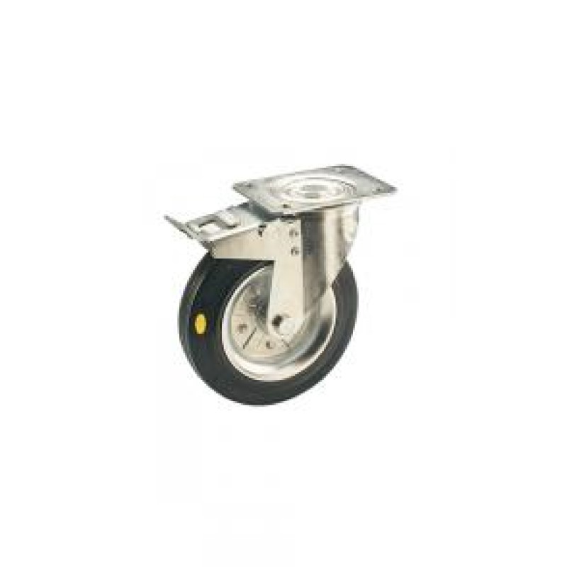 RUOTA IN GOMMA ANTISTATICA D.150 SU RULLI SUPPORTO GIREVOLE E FRENO