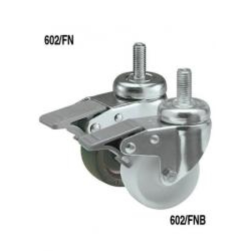 SUPPORTO A PERNO FILETTATO M 8 E FRENO RUOTA TERMOPLASTICO NERA DIAMETRO 40