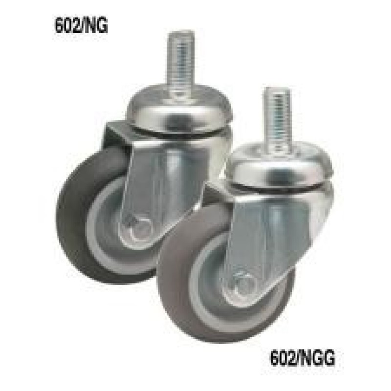 SUPPORTO GIREVOLE IN ACCIAIO PERNO M 12 RUOTA NYLON GOMMA GRIGIA DIAMETRO 60