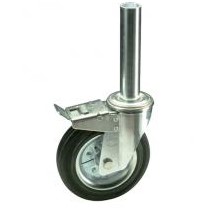 SUPPORTO PERNO LISCIO E FRENO D.40X200 RUOTA D.200 GAMMA NERA SU RULLI
