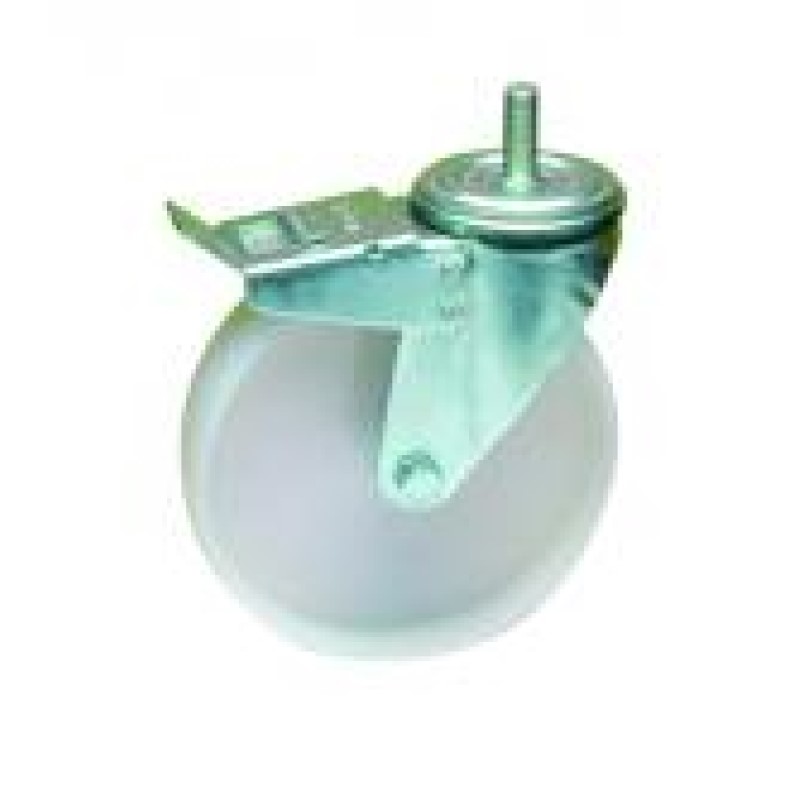 RUOTA NYLON BIANCO D.80 FRENO ANTERIORE SUPPORTO GIREVOLE PERNO FILETTATO M12