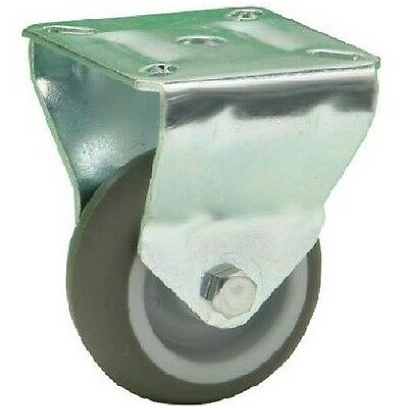 RUOTA NYLON GOMMA GRIGIA  DIAMETRO 40 SUPPORTO A PIASTRA FISSA PESSANTE