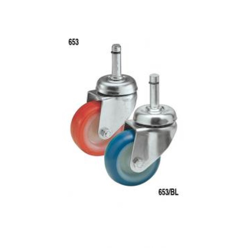 RUOTA NYLON POLIURETANO DIAMETRO 80 SUPPORTO GIREVOLE A PERNO LISCIO D.10