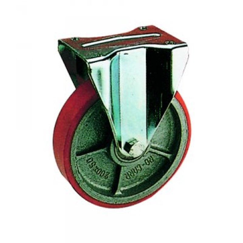 SUPPORTO PIASTRA FISSA SERIE PESANTE RUOTA GHISA E POLIURETANO D. 100X30