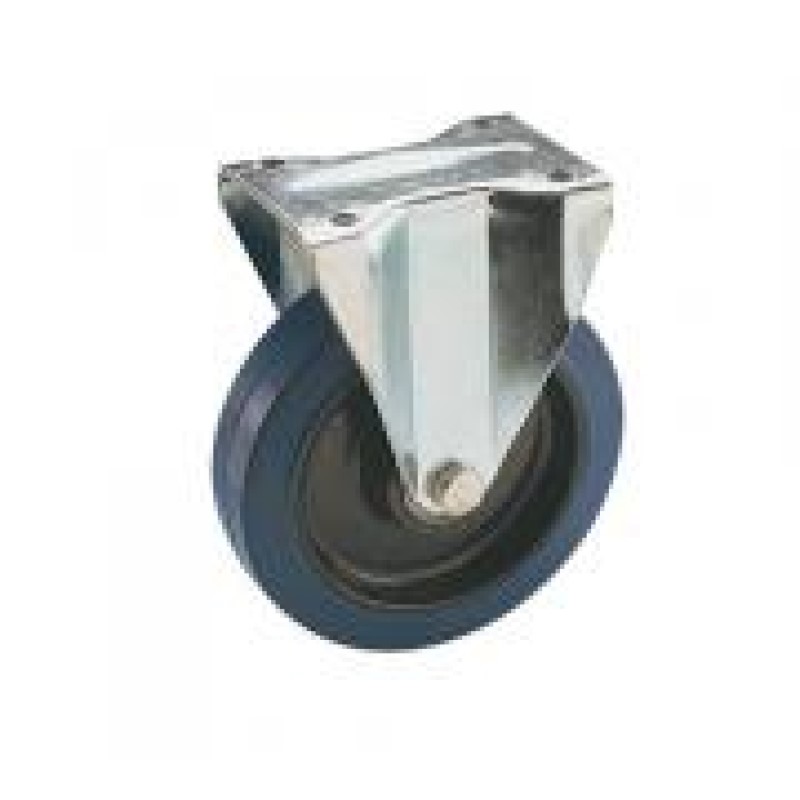 RUOTA NYLON GOMMA BLU D. 125 SU RULLI SUPPORTO PIASTRA FISSA SERIE PESANTE