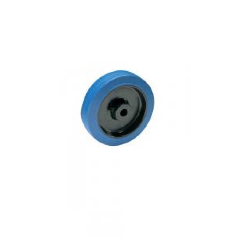 RUOTA IN NYLON E GOMMA ELASTICA BLU DIAMETRO 80 MOZZO SU RULLI