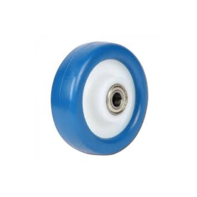 RUOTA IN NYLON E POLIURETANO BLU MOZZO SU CUSCINETTI A SFERA DIAMETRO 125
