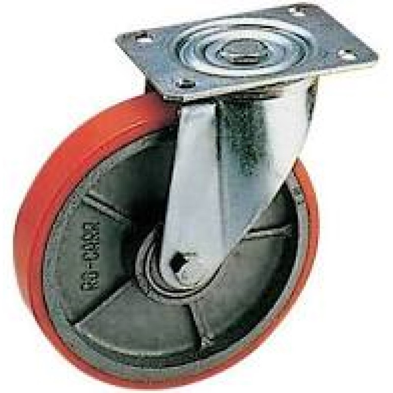 SUPPORTO GIREVOLE SERIE MEDIA RUOTA  GHISA E POLIURETANO DIAMETRO 125X28