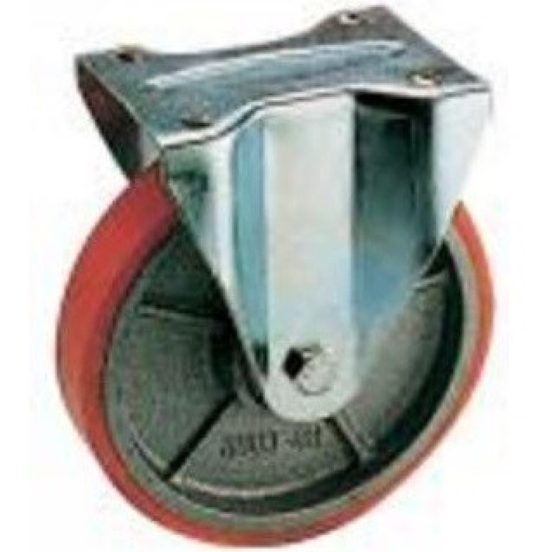 SUPPORTO A PIASTRA FISSA SERIE MEDIA RUOTA GHISA E POLIURETANO D. 175X32