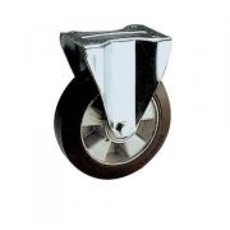RUOTA ALLUMINIO RIVESTITA IN GOMMA D.160 SUPPORTO PIASTRA FISSA SERIE PESANTE