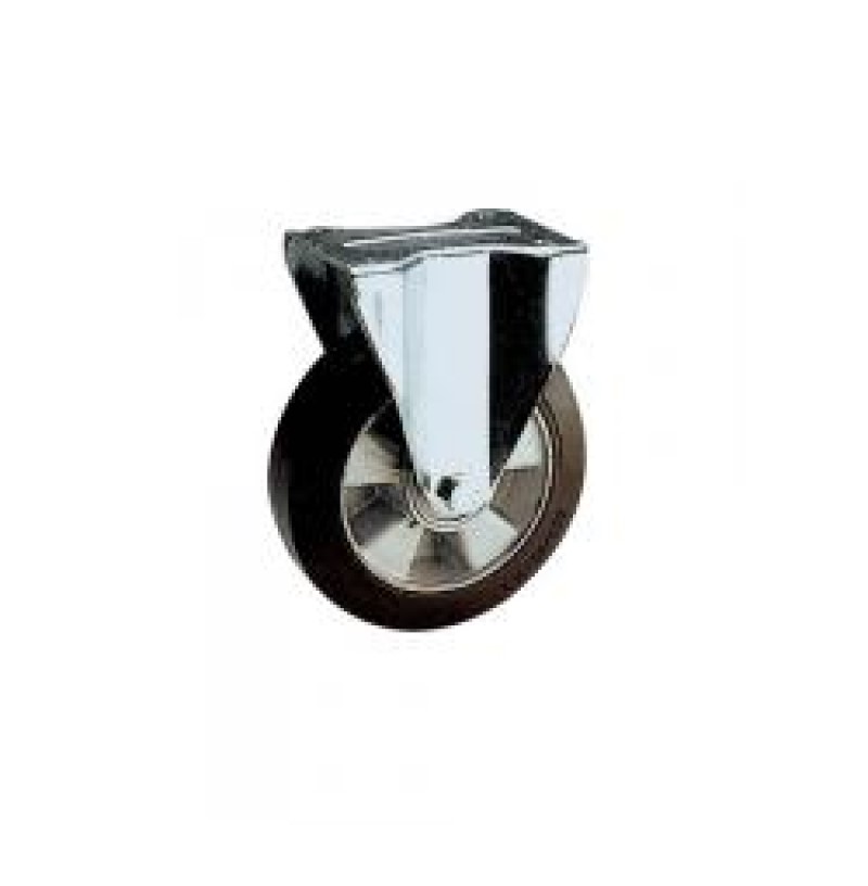 RUOTA ALLUMINIO RIVESTITA IN GOMMA D.300 SUPPORTO PIASTRA FISSA SERIE PESANTE