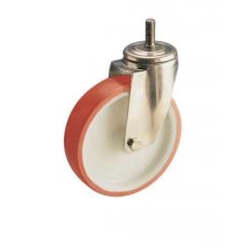 RUOTA NYLON POLIURETANO D.100 SU BOCCOLA SUPPORTO GIREVOLE A PERNO FILETTATO M 16