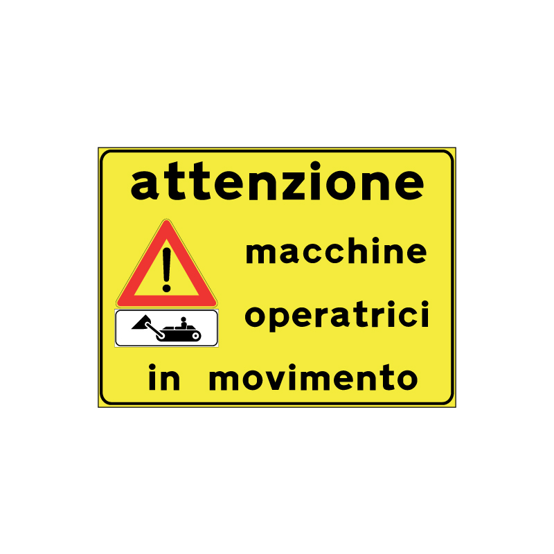 CARTELLO SCATOLATO 90X60 CM. MACCHINE  OPERATRICI IN MOVIMENTO
