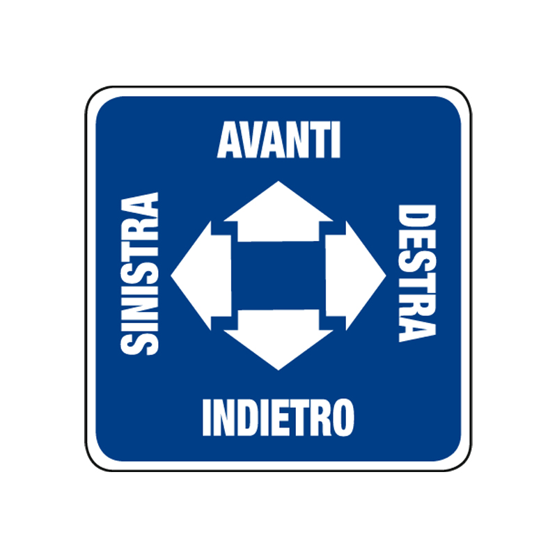 SINISTRA AVANTI DESTRA INDIETRO CARTELLO ADESIVO 230X230 VARI