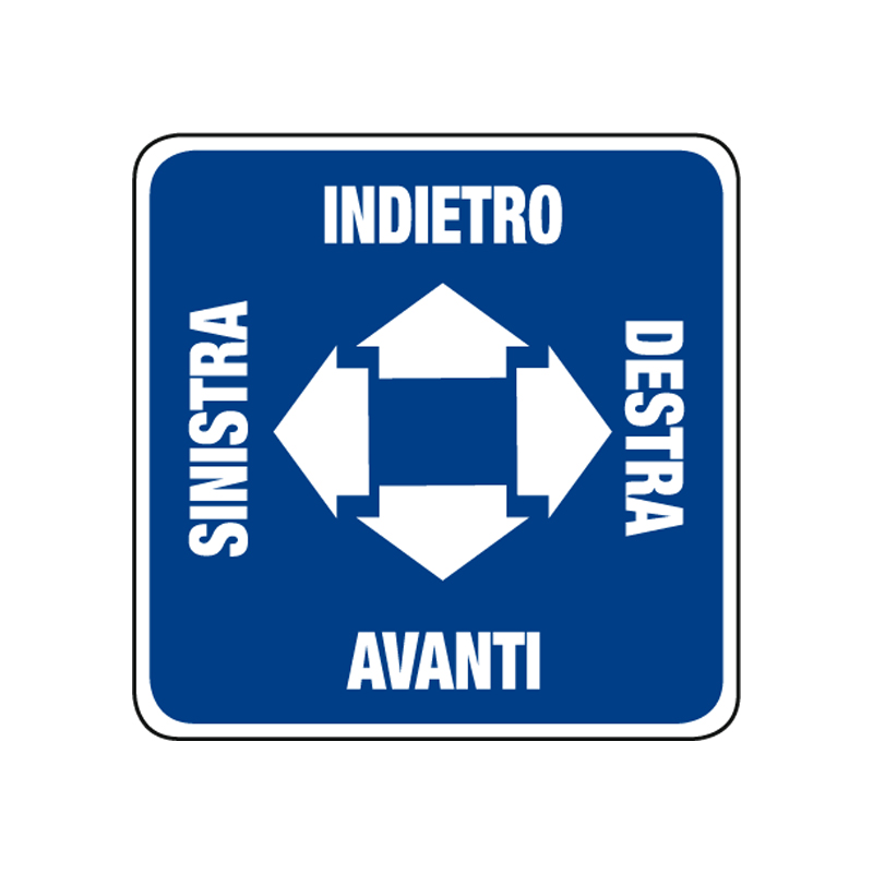 SINISTRA INDIETRO DESTRA AVANTI CARTELLO ADESIVO 230X230 VARI